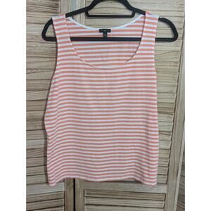 Talbots Women's Sleeveless White & Coral Striped Tank Top Sz XLP